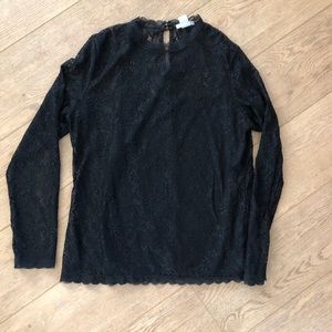 H&M Black Lace Long-Sleeved Top